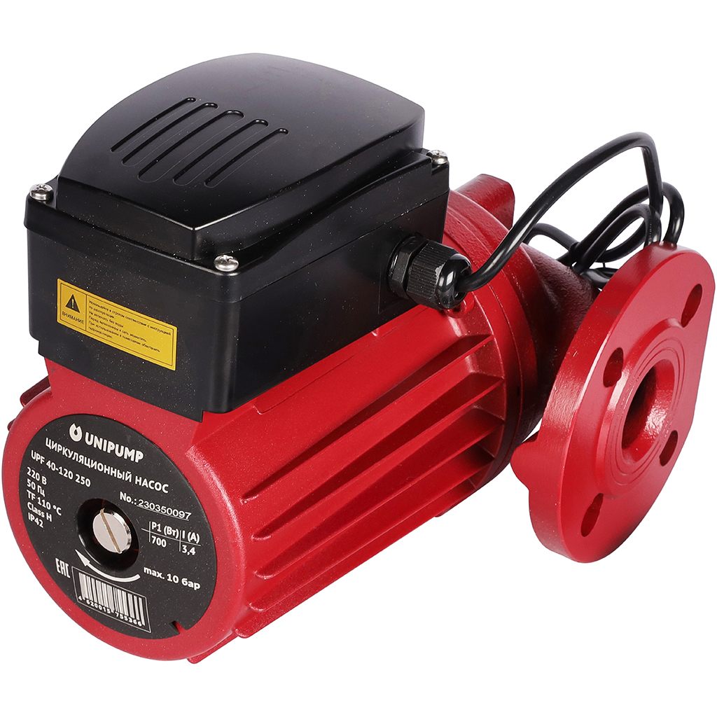 Насос циркуляционный (отопл.) UNIPUMP UPF 40-120 250 (Фланцевое присоед.DN40, 220 В, Wмакс - 700 Вт, Нmax-12м, Qmax - 12 куб.м/час)