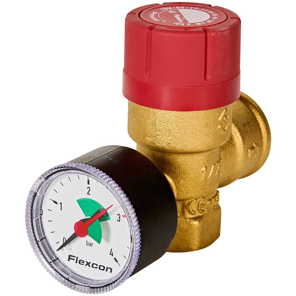 Предохранительный клапан с манометром Flamco Prescomano 1/2 x 3/4 - 3bar TRD