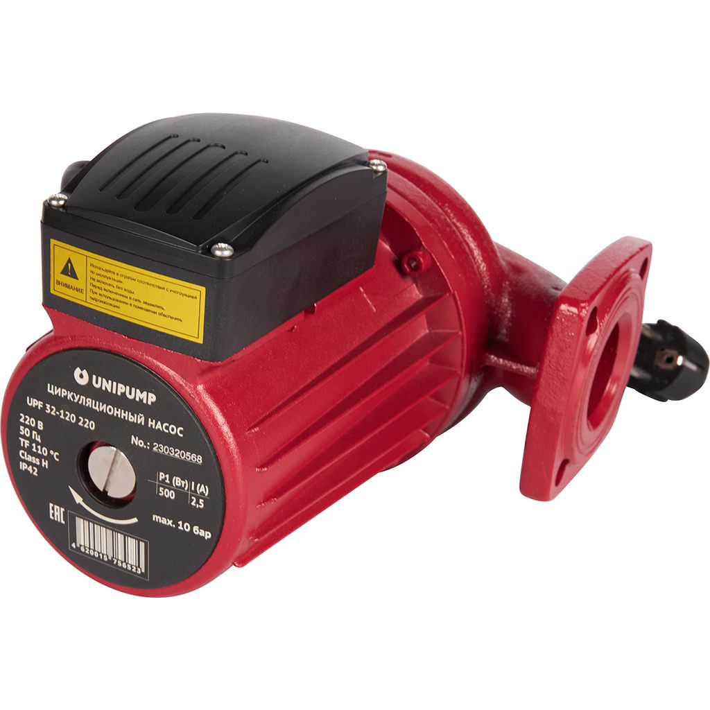 Насос циркуляционный (отопл.) UNIPUMP UPF 32-120 220 (Фланцевое присоед.DN32, 220 В, Wмакс - 500 Вт, Нmax - 12 м, Qmax - 183 л/мин)