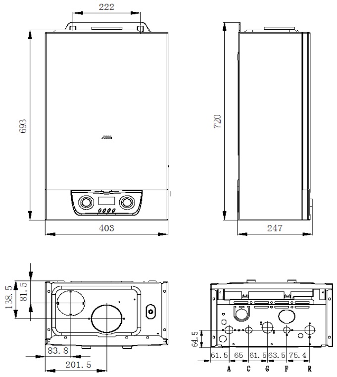 Котел газовый  MIZUDO MAESTRO GEM M24T  (24 кВт, 2 Т/О)  OPT WiFi черная панель