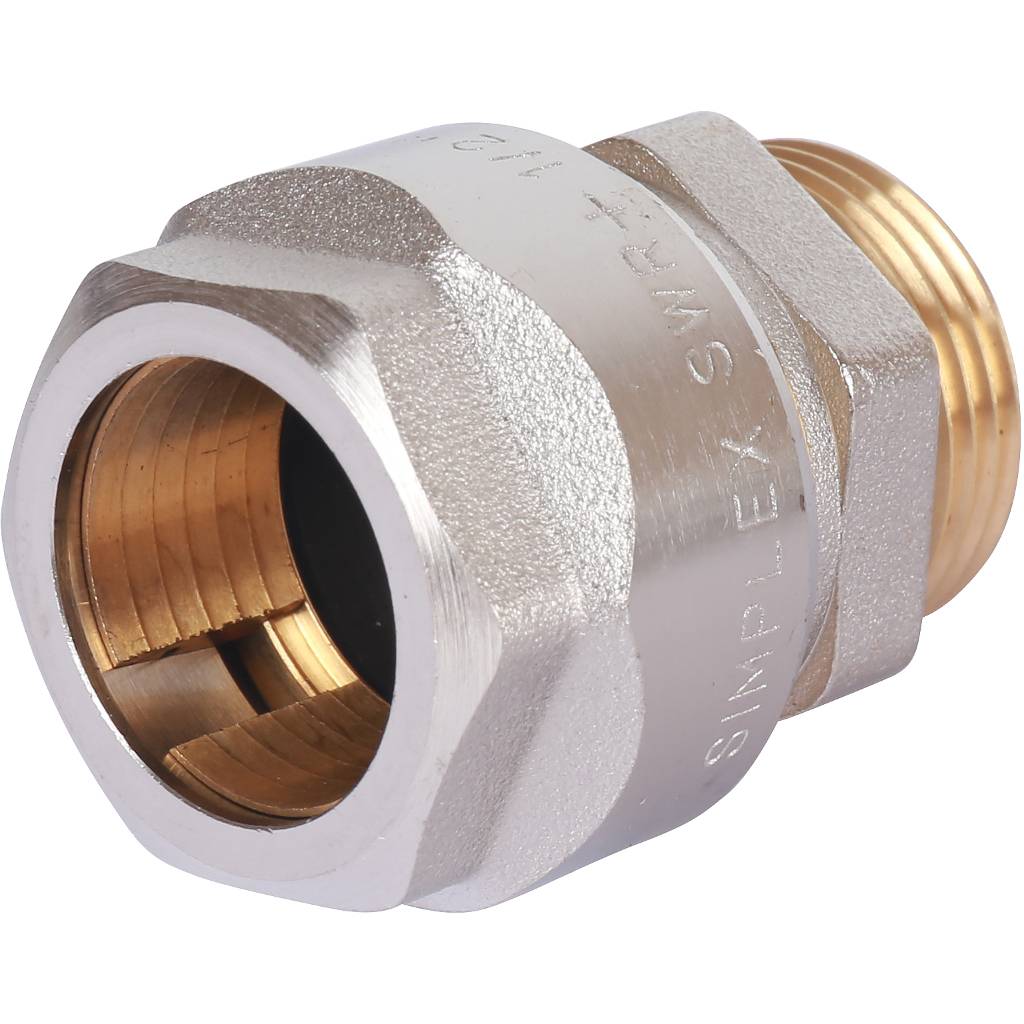 Фитинг резьбовой латунный Plus для стальных труб 1/2"х3/4'' НР, евроконус, DVGW