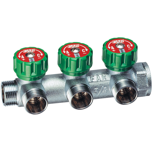 Регулируемый коллектор FAR  1" с 3 отв. М24х19