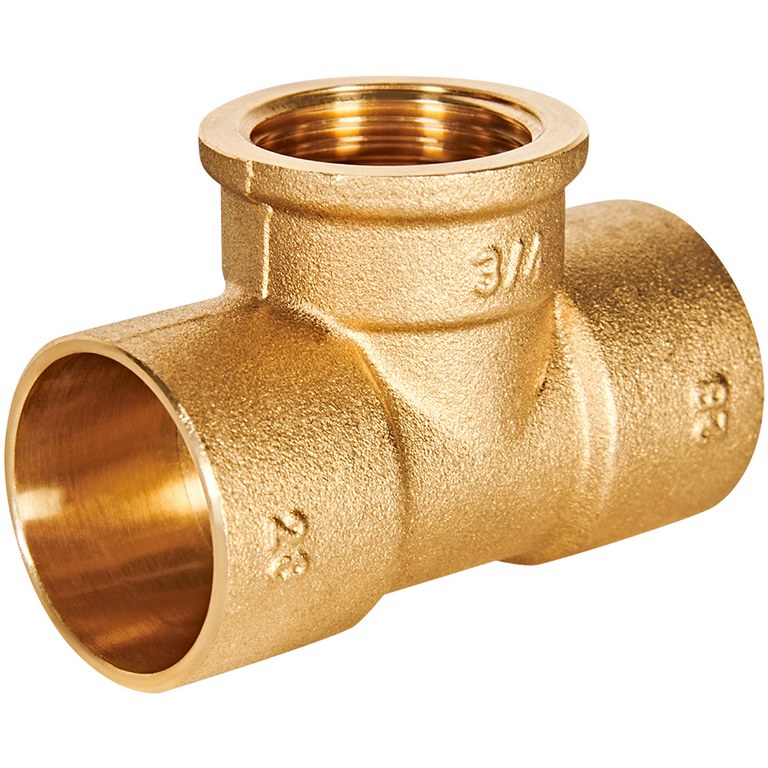 JT-141302834 JINTIAN тройник ВП-ВР-ВП, латунь 28x3/4x28, для медных труб под пайку