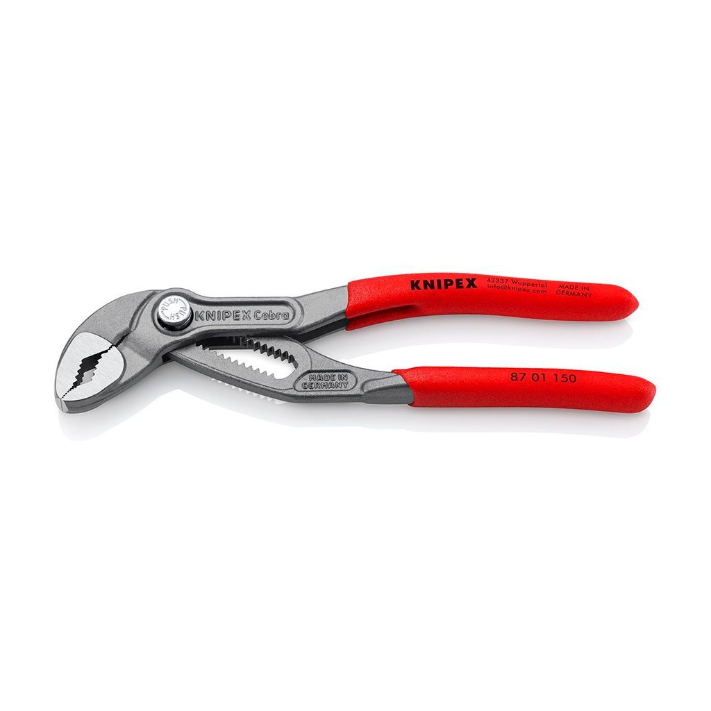 Клещи KNIPEX COBRA переставные, зев 32 мм, длина 150 мм, фосфатированные, обливные ручки