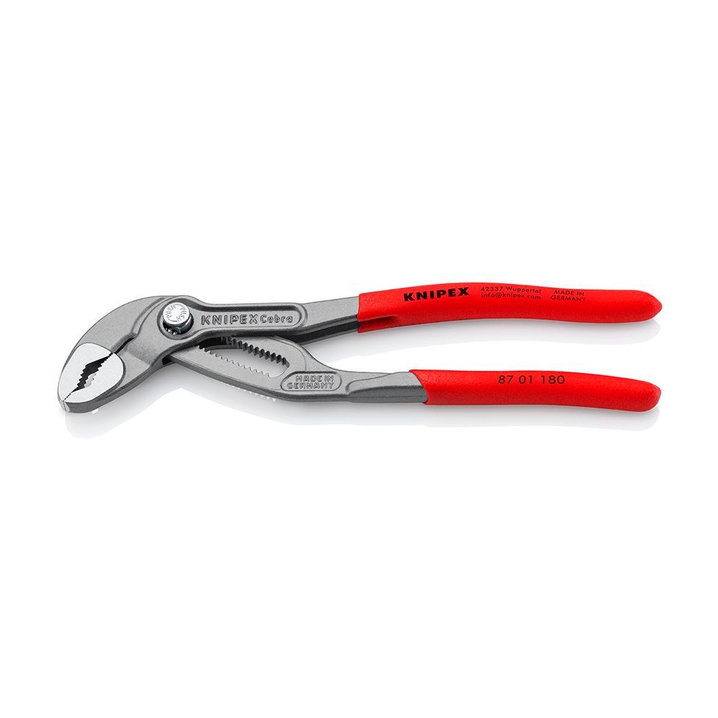 Клещи KNIPEX COBRA переставные, зев 42 мм, длина 180 мм, фосфатированные, обливные ручки
