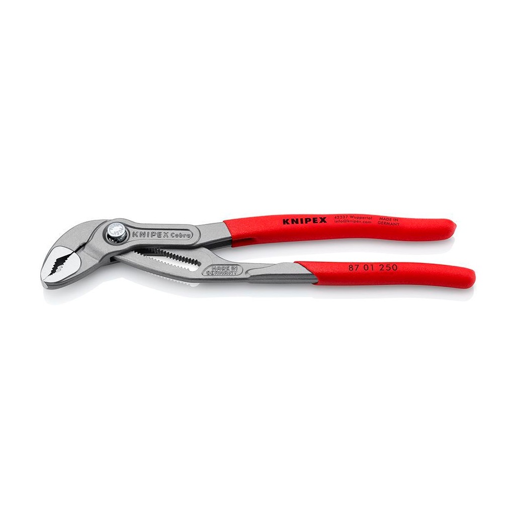 Клещи KNIPEX COBRA переставные, зев 50 мм, длина 250 мм, фосфатированные, обливные ручки