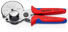 Труборез-ножницы KNIPEX для толстостенных пластиковых и композитных труб, диаметр 26-40 мм, длина 210 мм, с трещоткой