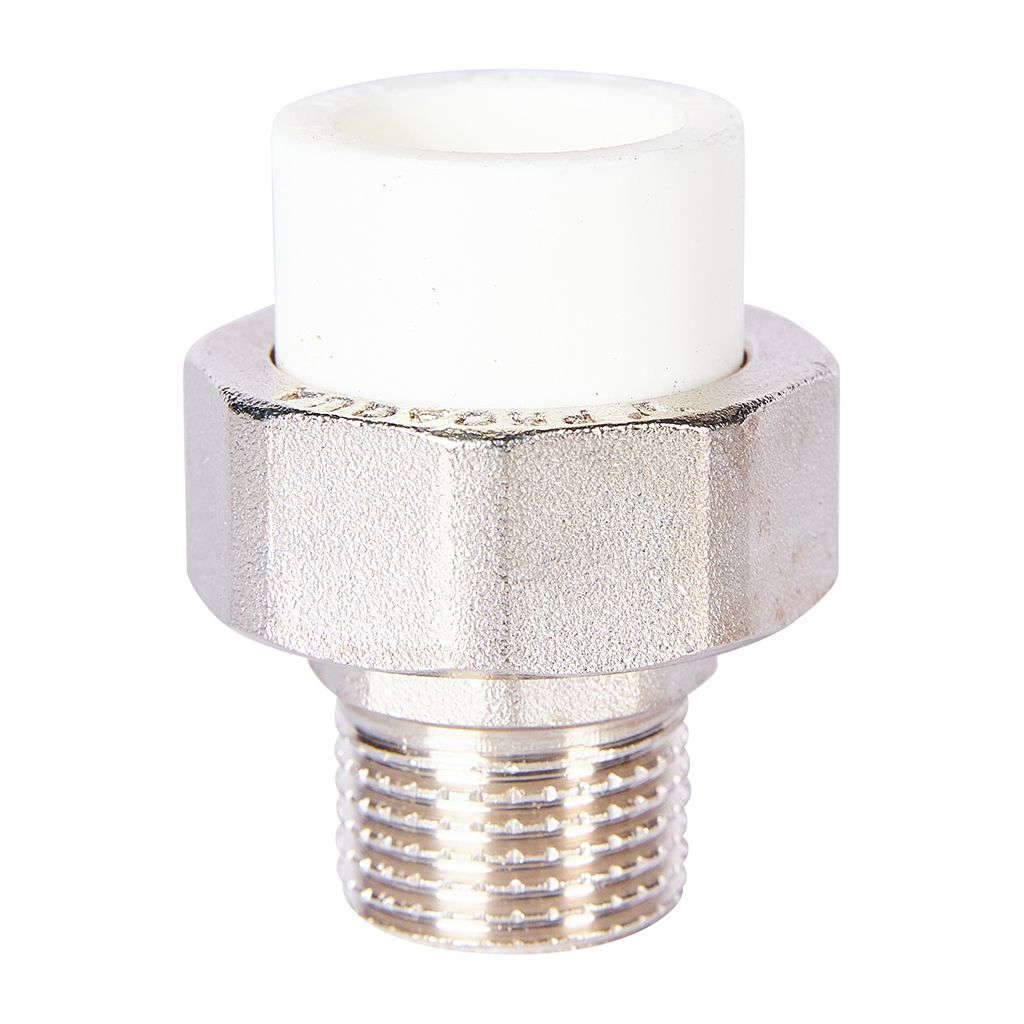 Муфта комбинированная Pro Aqua d=20-1/2 PP-R разъемная (американка) УСИЛЕННАЯ НР Белая