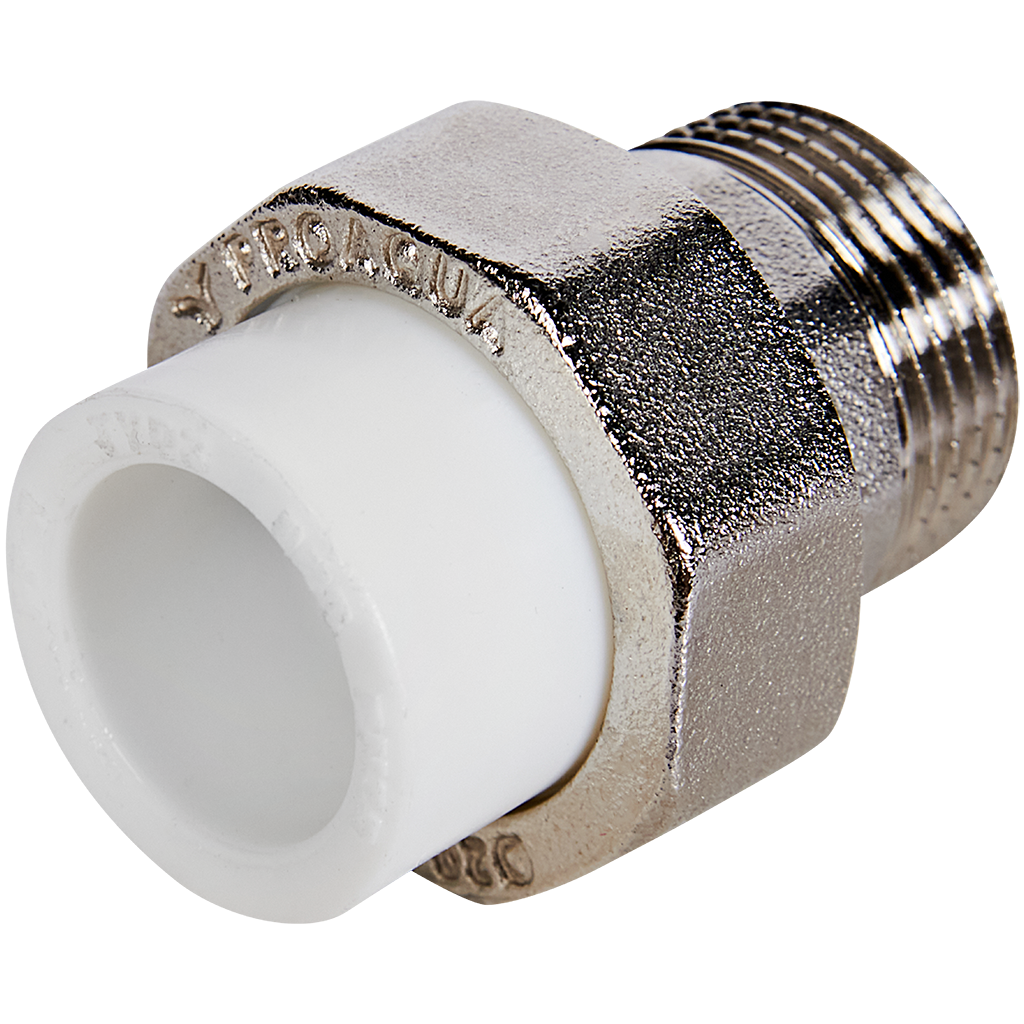 Муфта комбинированная Pro Aqua d=20-1 PP-R разъемная (американка) НР Белая