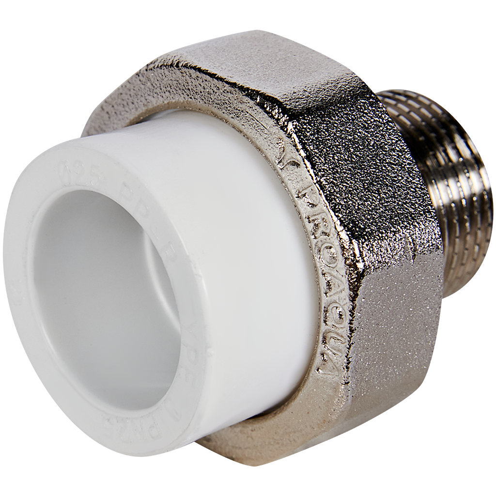 Муфта комбинированная Pro Aqua d=25-3/4 PP-R разъемная (американка) НР Белая