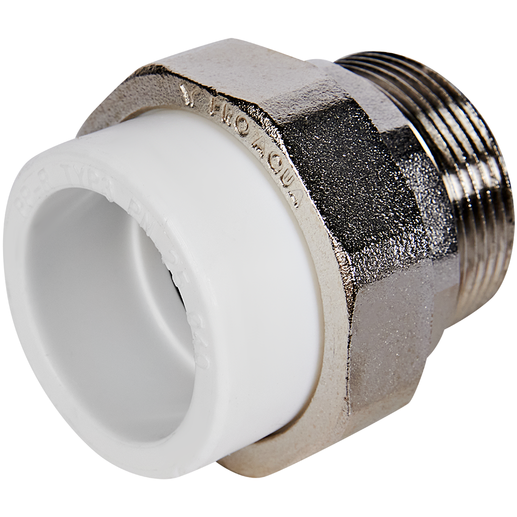 Муфта комбинированная Pro Aqua d=40-1.1/2 PP-R разъемная (американка) НР Белая