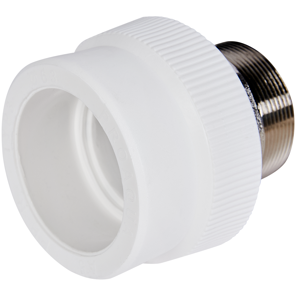 Муфта комбинированная Pro Aqua d= 63-2 PP-R под ключ НР Белая