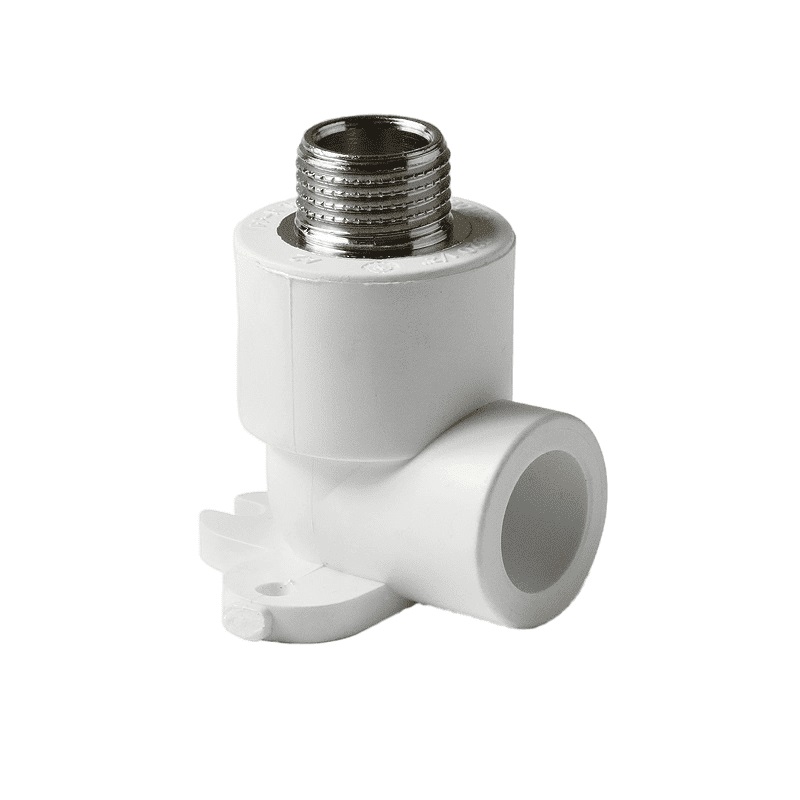 Угольник Pro Aqua d=20-1/2 PP-R с креплением комбинированный НР Белый