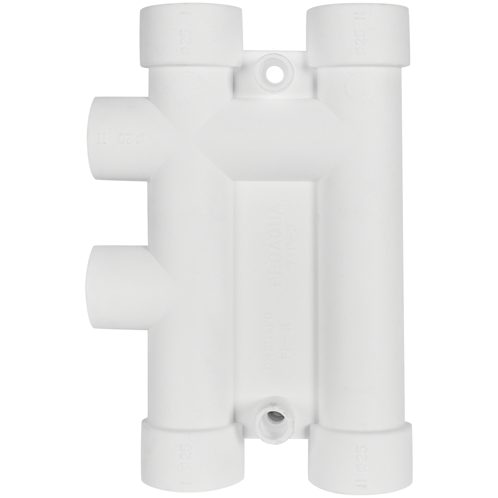 Распределительный блок Pro Aqua d= 25-20 PP-R для систем отопления Белый