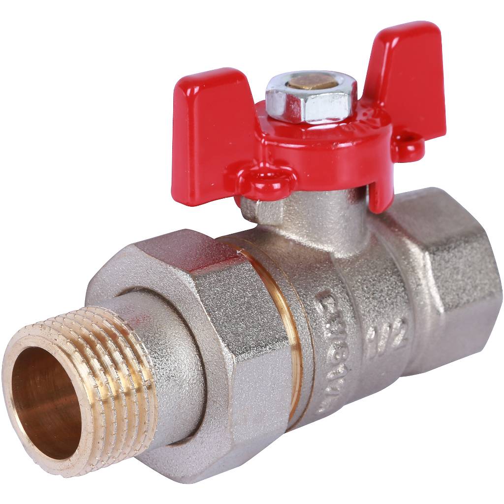 Rommer шаровой кран с американкой 1/2" ВН/НР, ручка бабочка RBV-0005-0510215