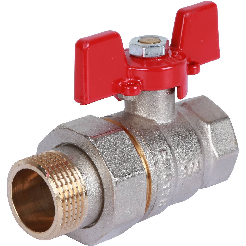Rommer шаровой кран с американкой 3/4" ВН/НР, ручка бабочка RBV-0005-0510220