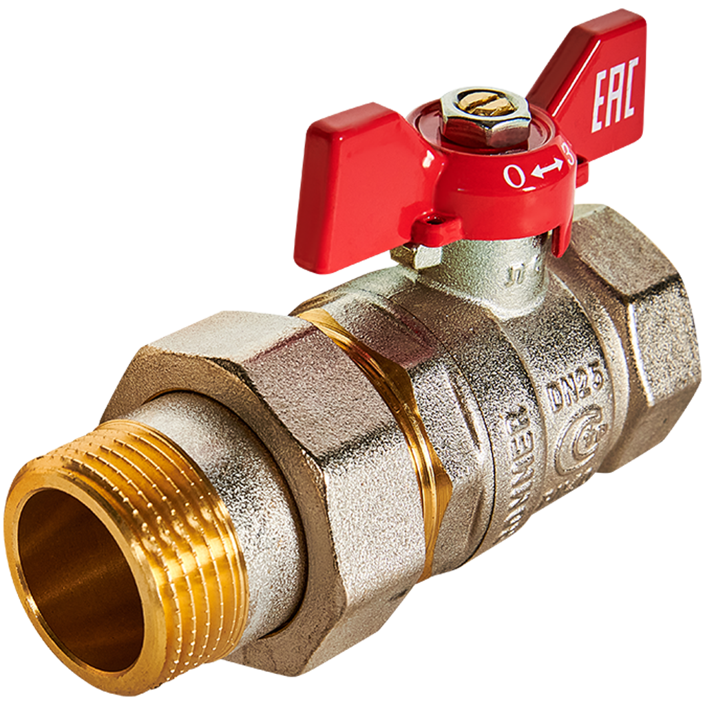RBV-0005-2510225 ROMMER Кран шаровой с американкой, ВР/НР, ручка бабочка 1"
