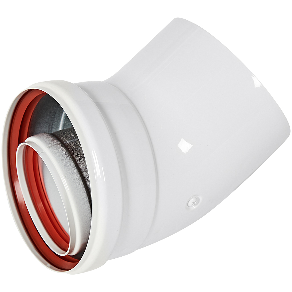 ROMMER RCA-8125-000045 Отвод промежуточный раструбн. 45 гр. 80/125 (наружный диаметр мама/папа)