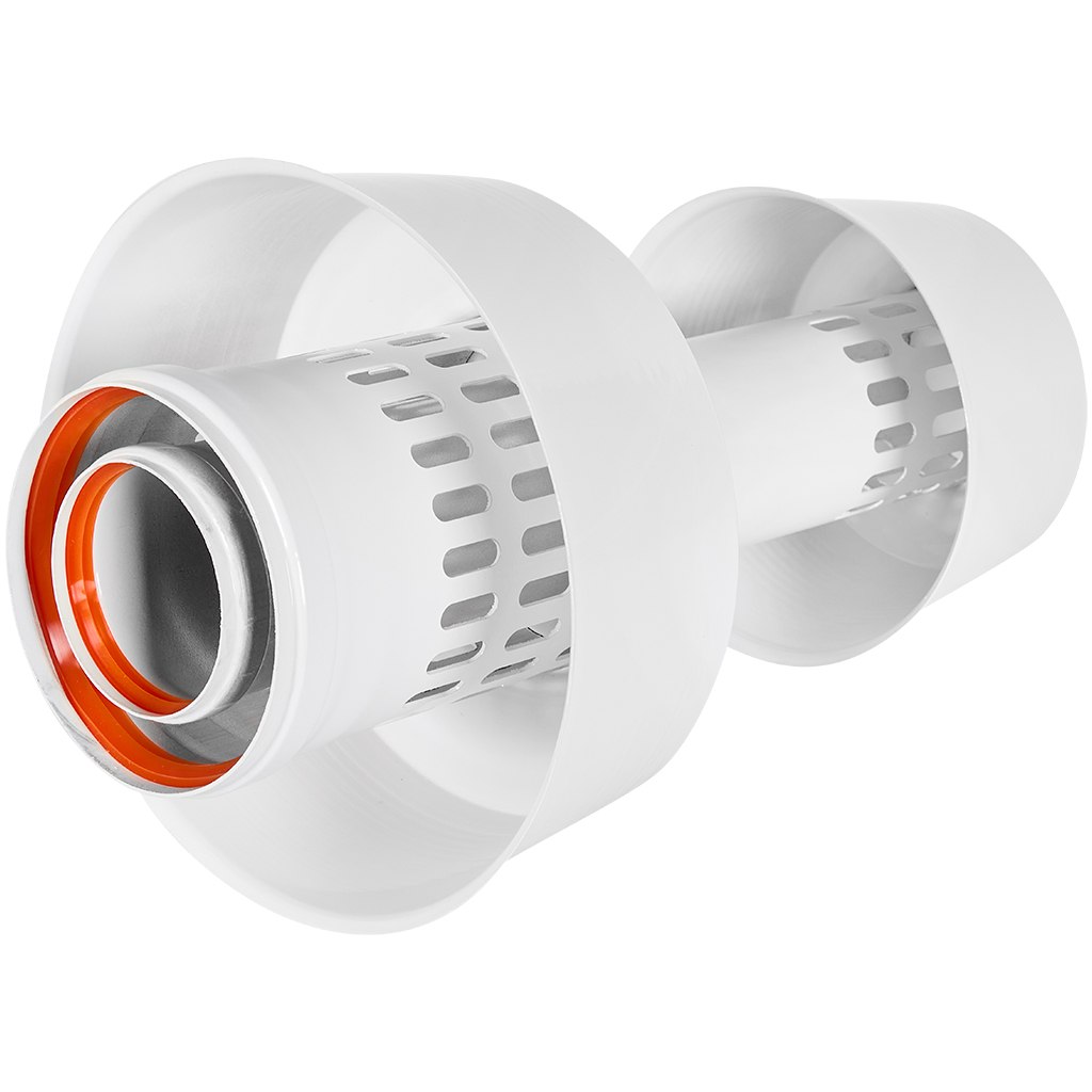 ROMMER RCA-8125-000106 Оголовок с ветрозащитой вертикальный D 80/125 БЕЛЫЙ