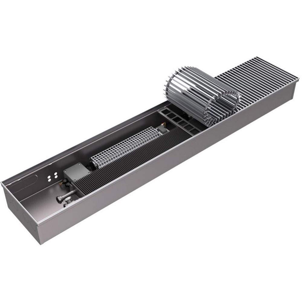 Внутрипольный конвектор ROMMER RCQ-1000 120х260х3000 (Решётка роликовая, анодированный алюминий) универсальное подключение