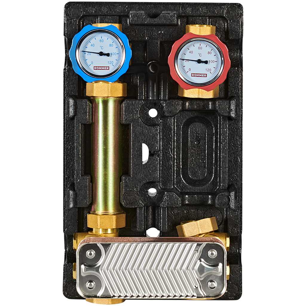 Насосная группа ROMMER RDG-1038 с теплообменником 18 пластин, без насоса в теплоизоляции