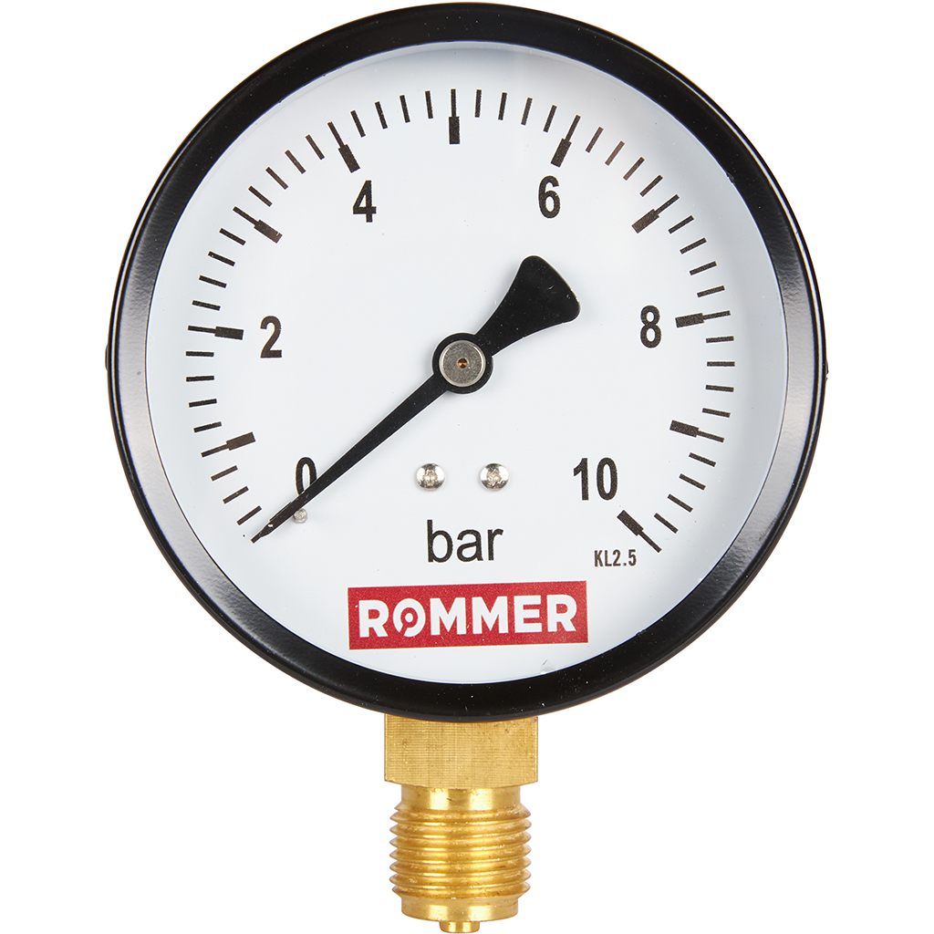 Манометр ROMMER радиальный. Корпус Dn 100 мм 1/2 , 0...10 бар, кл.2.5