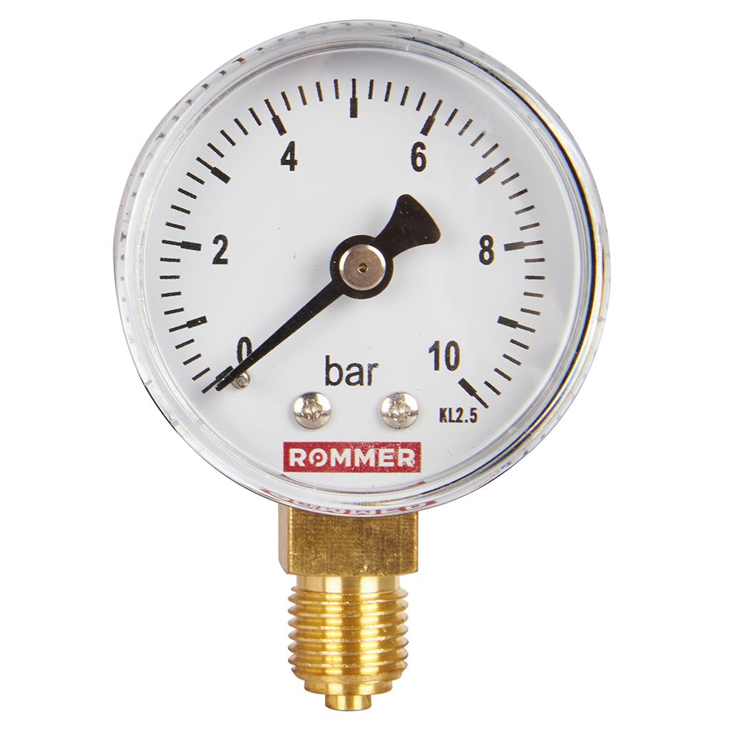 Манометр ROMMER радиальный. Корпус Dn 50 мм 1/4 , 0...10 бар, кл.2.5