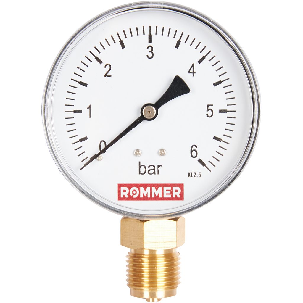 Манометр ROMMER радиальный. Корпус Dn 80 мм 1/2 , 0...6 бар, кл.2.5