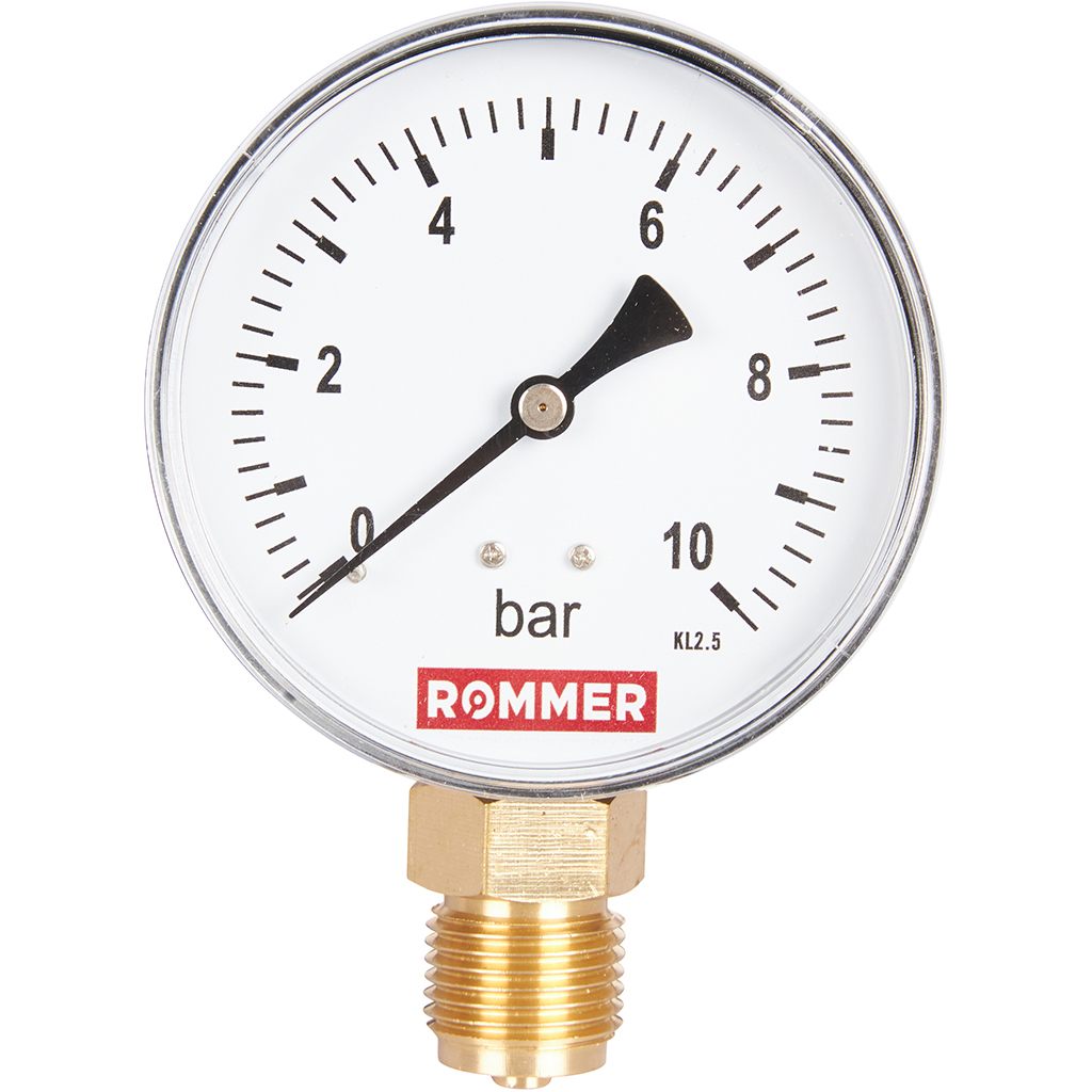 Манометр ROMMER радиальный. Корпус Dn 80 мм 1/2 , 0...10 бар, кл.2.5