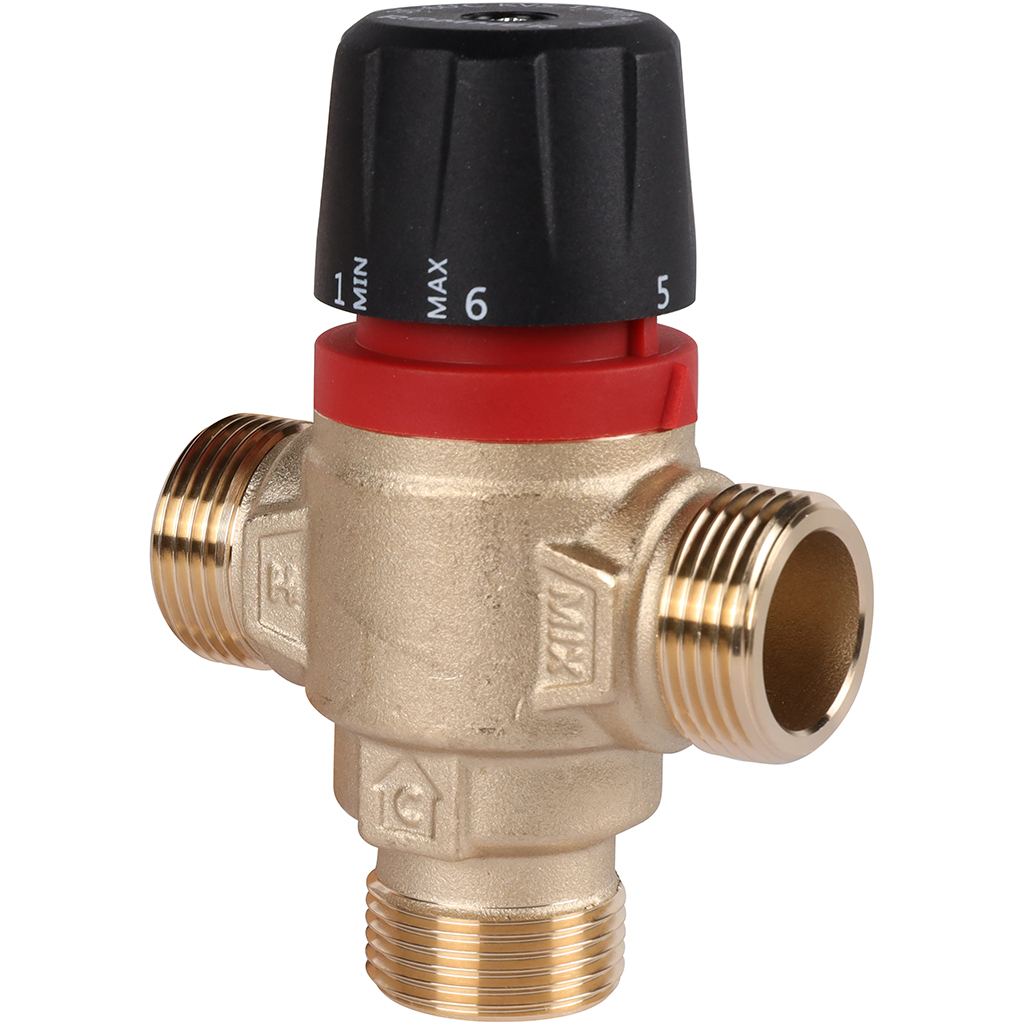 RVM-0122-166020 ROMMER Термостатический смесительный клапан для систем отопления и ГВС 3/4" НР 35-60°С KV 1,6 (боковое смешивание)