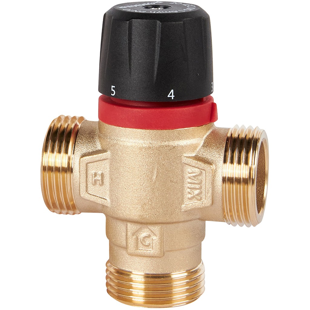 RVM-0131-164325 ROMMER Термостатический смесительный клапан для систем отопления и ГВС 1" НР 20-43°С KV 1,6 (боковое смешивание)