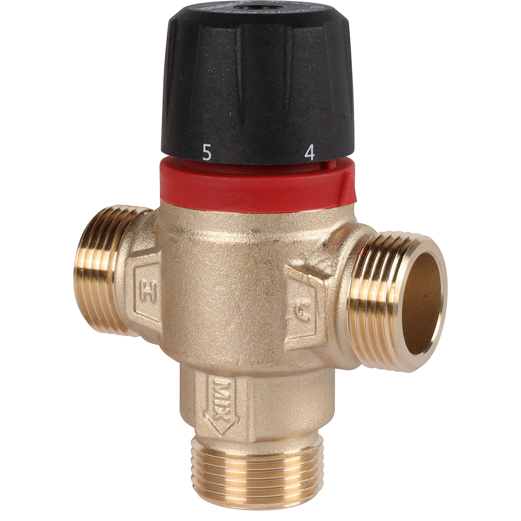 RVM-1121-186520 ROMMER Термостатический смесительный клапан для систем отопления и ГВС 3/4" НР 30-65°С KV 1,8 (центральное смешивание)