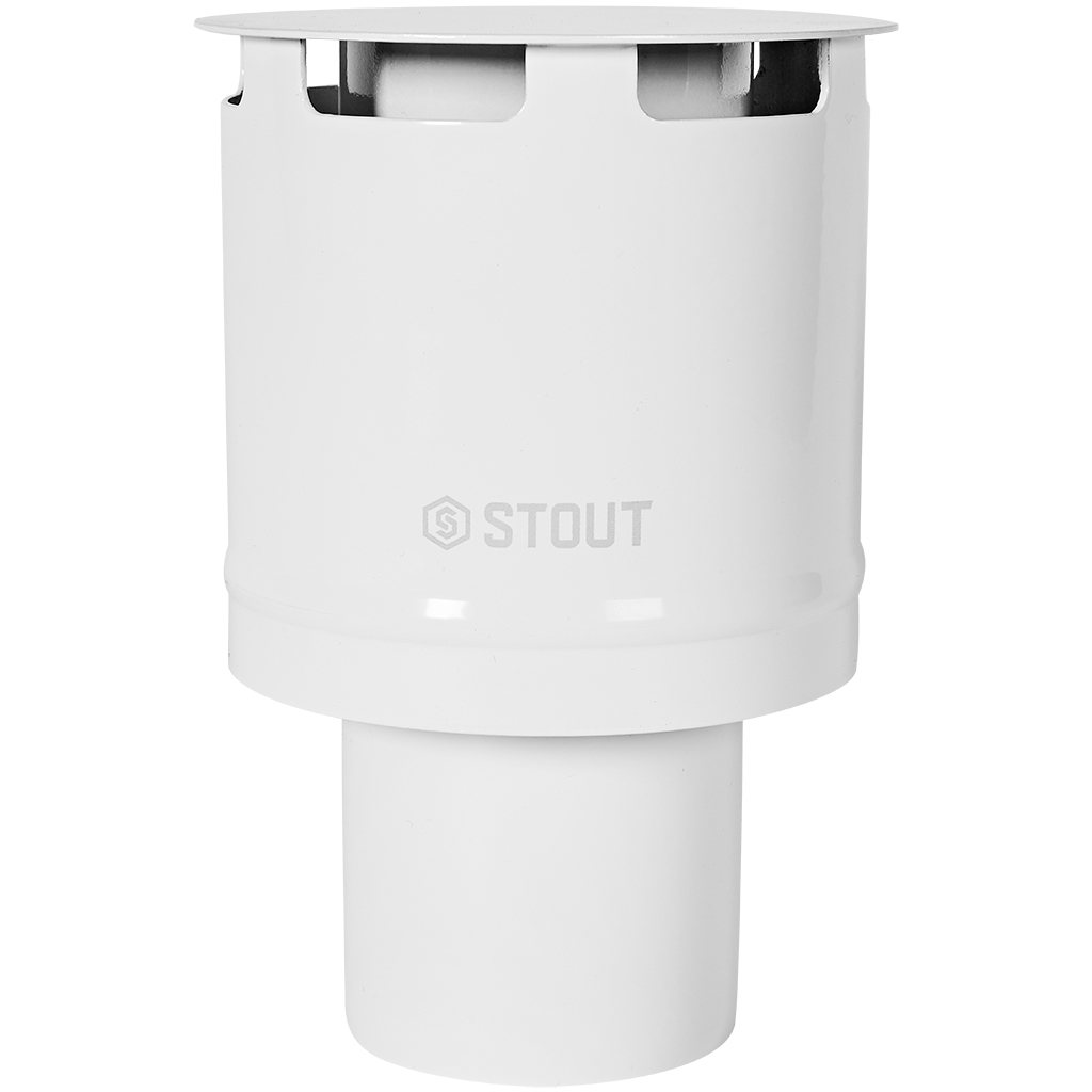 Оголовок STOUT вертикальный с ветрозащитой сварной традиц. D80(п) БЕЛЫЙ узкий