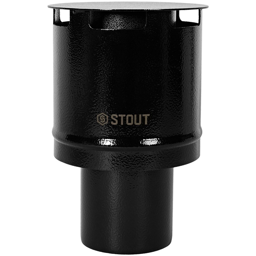Оголовок STOUT вертикальный с ветрозащитой сварной традиц. D80(п) ЧЕРНЫЙ узкий
