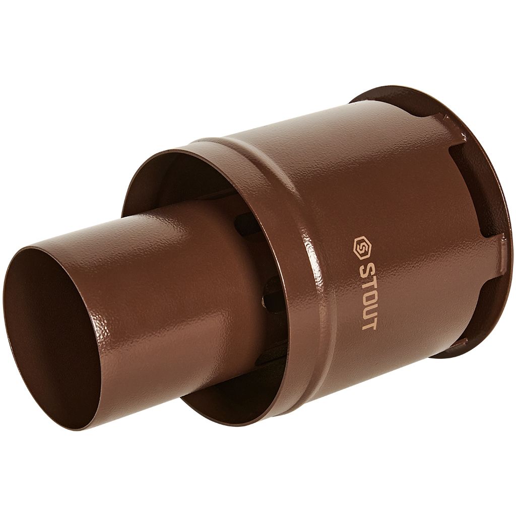 Оголовок STOUT вертикальный с ветрозащитой сварной традиц. D80(п) КОРИЧНЕВЫЙ узкий