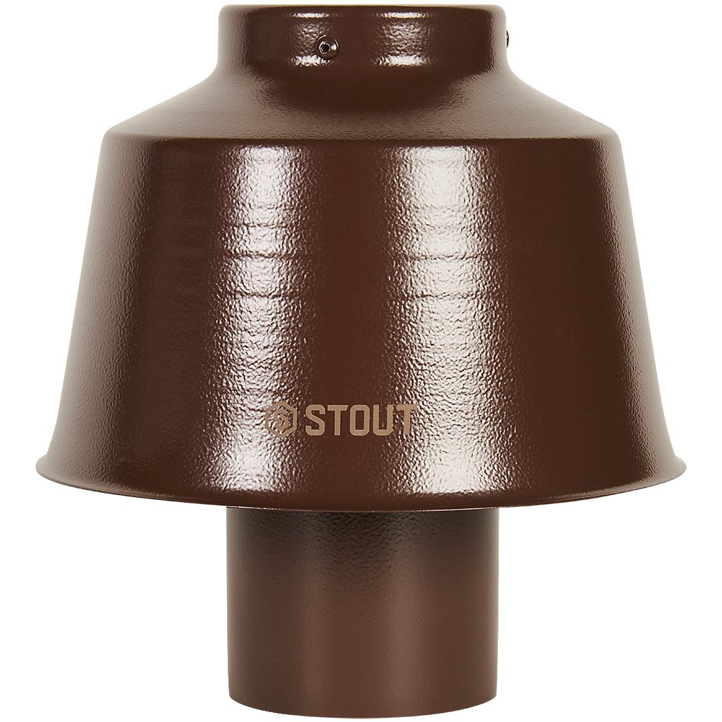 Оголовок STOUT вертикальный с ветрозащитой традиц. D80(п) КОРИЧНЕВЫЙ широкий