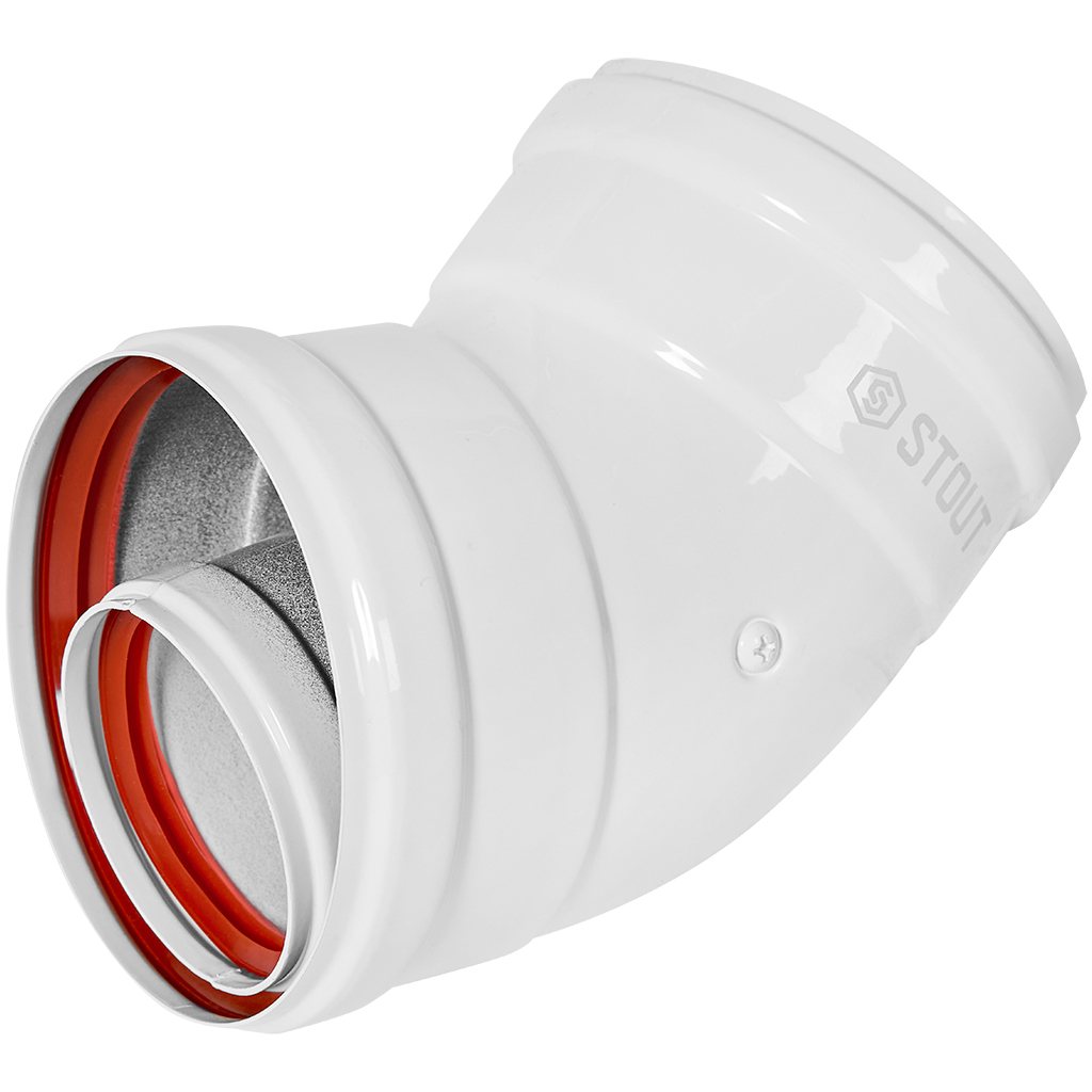 Отвод 45° STOUT традиц. коакс. D60(м-м)/100(м-м)