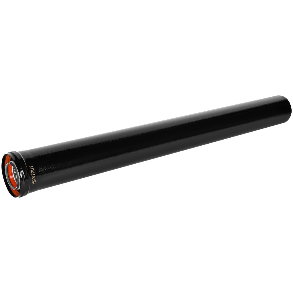 Удлинитель дымохода STOUT традиц. коакс. D60(п-м)/100(п-м), L1000, ЧЕРНЫЙ