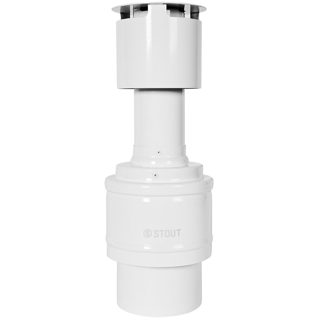Оголовок вертикальный STOUT с ветрозащитой традиц. коакс. D60(п)/100(п) БЕЛЫЙ узкий