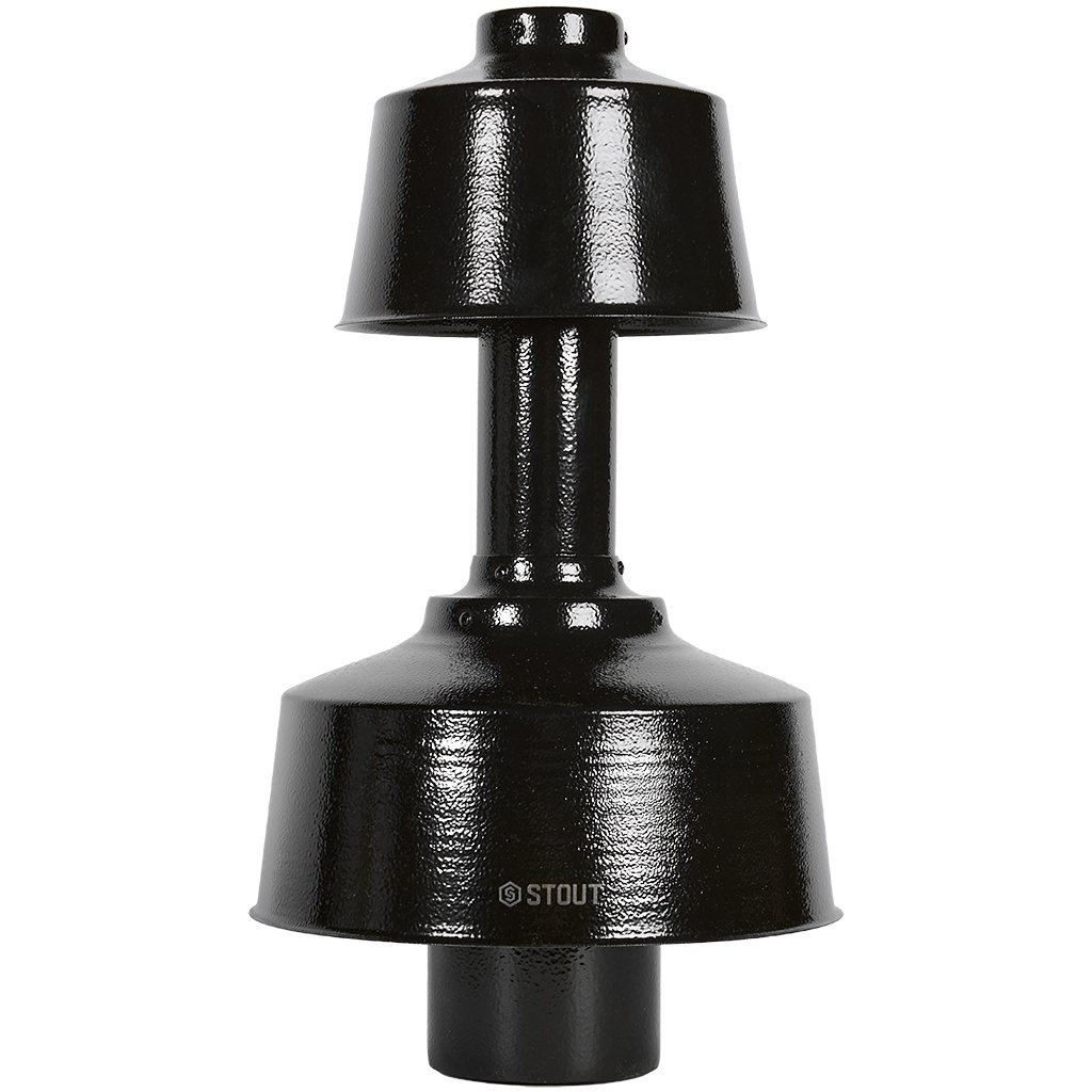 Оголовок вертикальный STOUT с ветрозащитой традиц. коакс. D60(п)/100(п) ЧЕРНЫЙ широкий