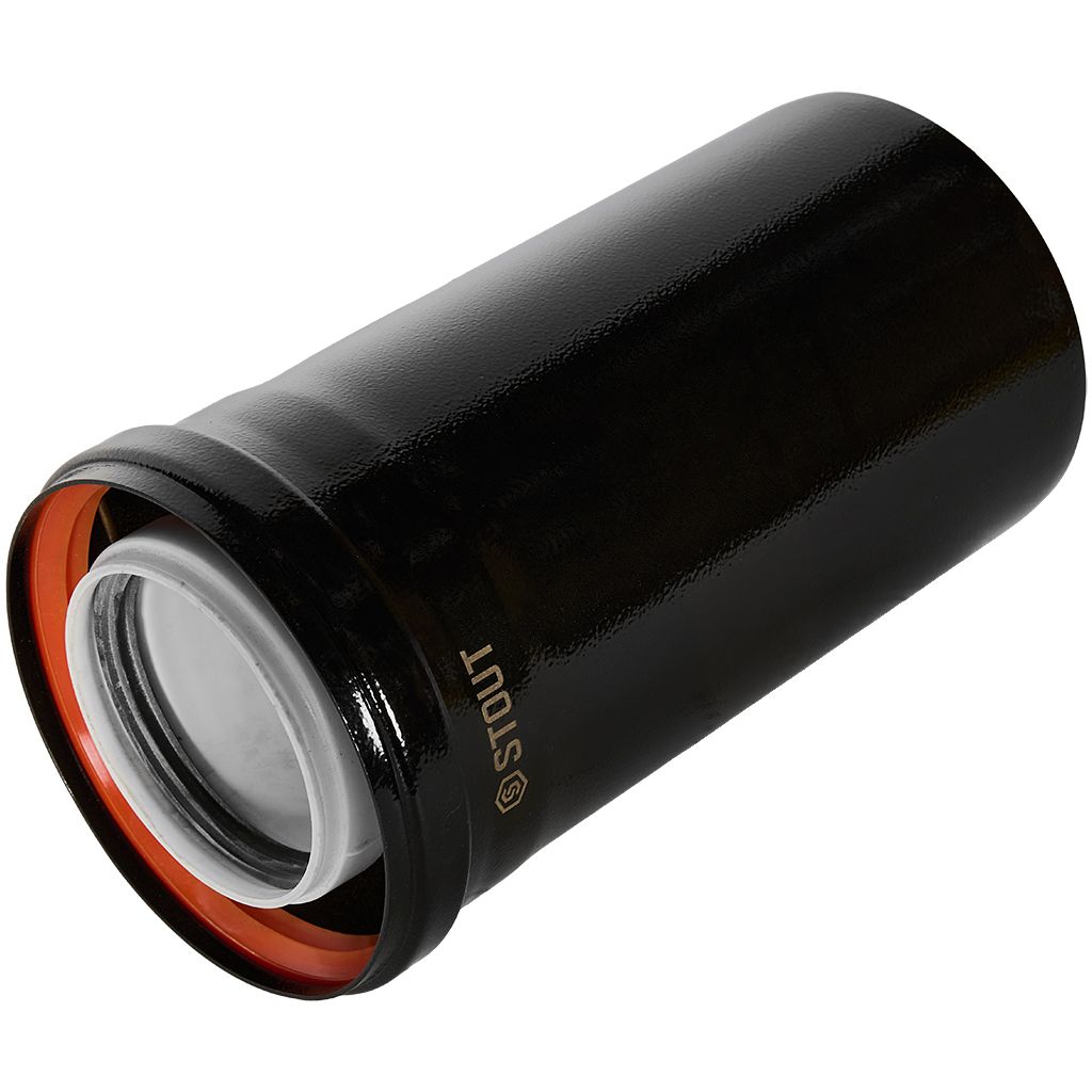 Удлинитель дымохода STOUT конденсац. коакс. D80(п-м)/125(п-м), L250, ЧЕРНЫЙ