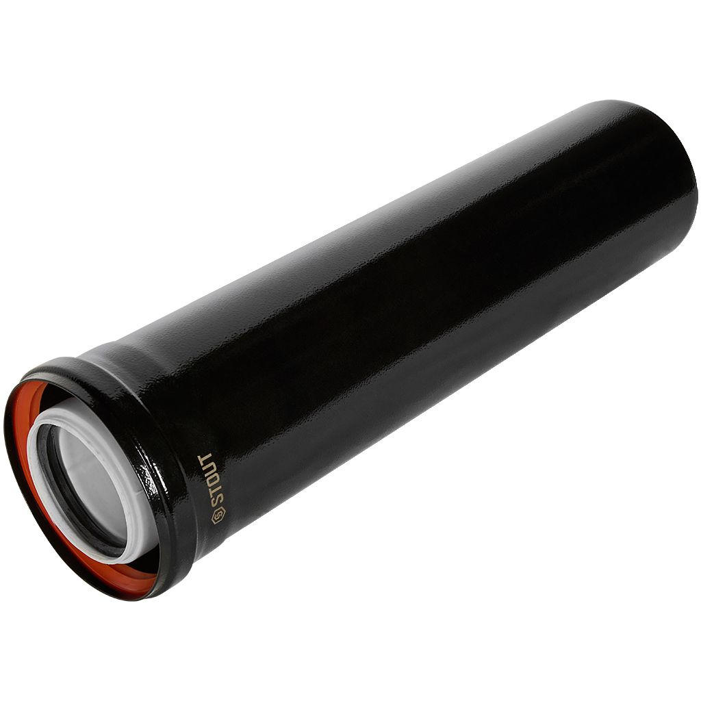 Удлинитель дымохода STOUT конденсац. коакс. D80(п-м)/125(п-м), L500, ЧЕРНЫЙ