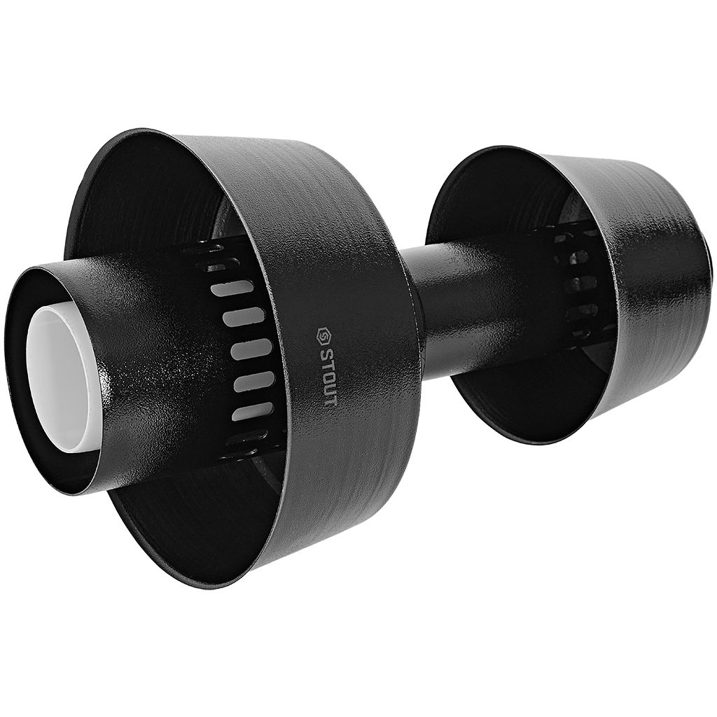 Оголовок вертикальный STOUT с ветрозащитой конденсац. коакс. D80(п)/125(п) ЧЕРНЫЙ широкий