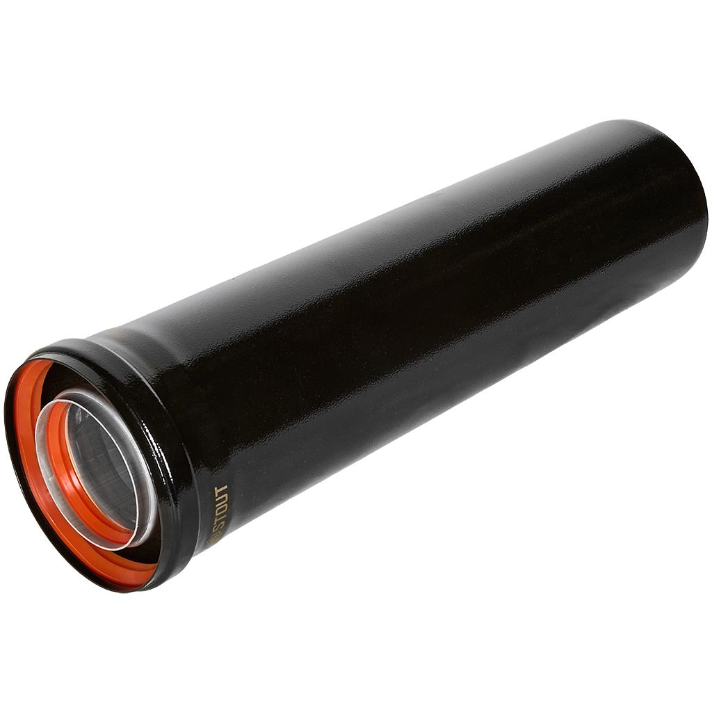 Удлинитель дымохода STOUT традиц. коакс. D80(п-м)/125(п-м), L500, ЧЕРНЫЙ