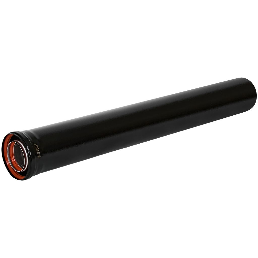 Удлинитель дымохода STOUT традиц. коакс. D80(п-м)/125(п-м), L1000, ЧЕРНЫЙ