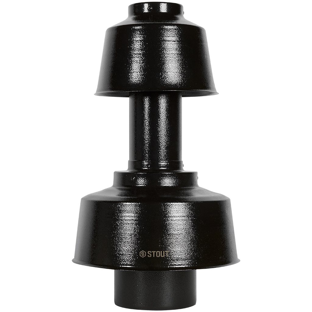 Оголовок вертикальный STOUT с ветрозащитой традиц. коакс. D80(п)/125(п) ЧЕРНЫЙ широкий
