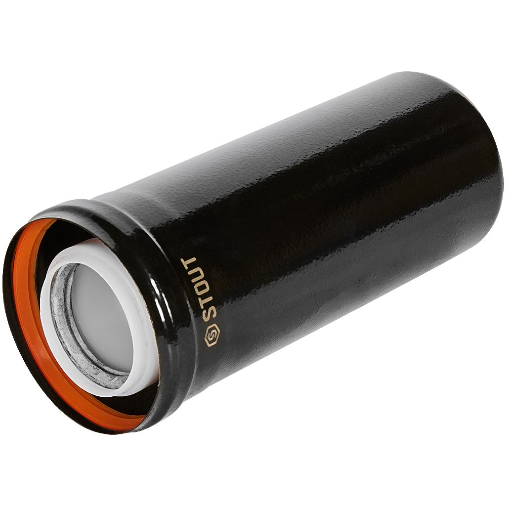 Удлинитель дымохода STOUT конденсац. коакс. D60(п-м)/100(п-м), L250, ЧЕРНЫЙ