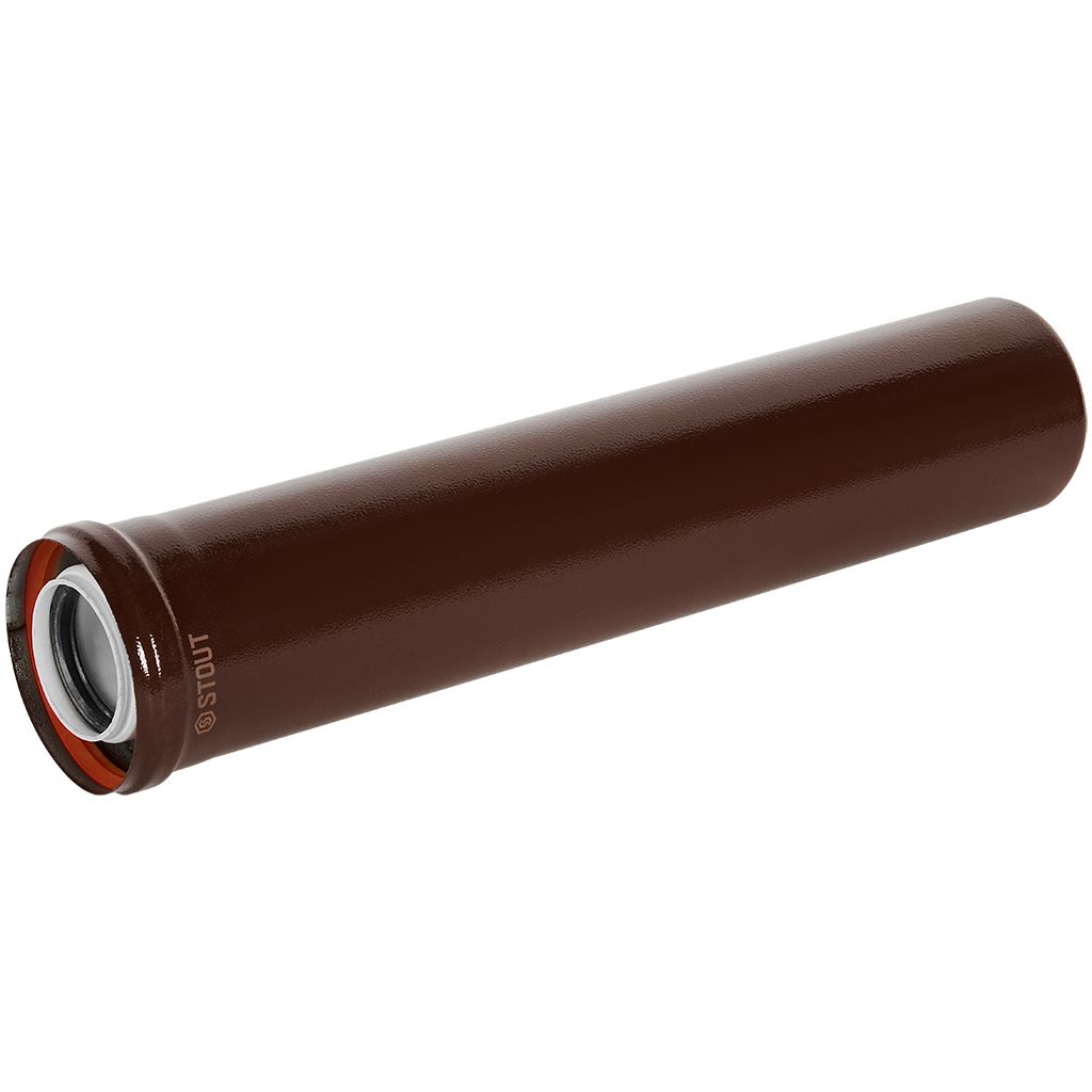 Удлинитель дымохода STOUT конденсац. коакс. D60(п-м)/100(п-м), L500, КОРИЧНЕВЫЙ