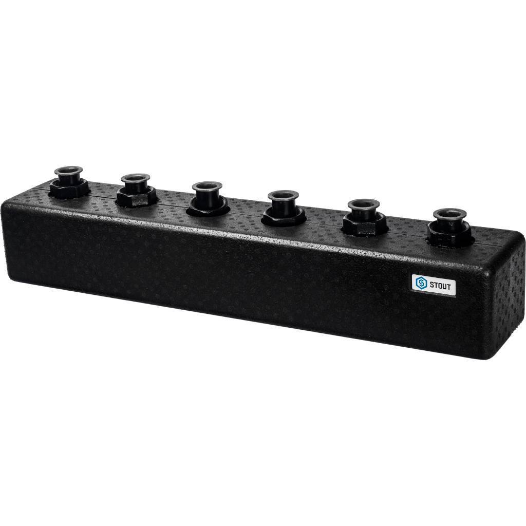 Стальной распределительный коллектор STOUT SDG-0017 3(5) отопительных контура, в теплоизоляции DN 25