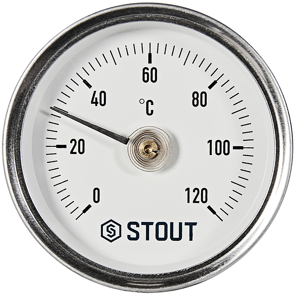 STOUT Термометр биметаллический накладной с пружиной. Корпус Dn 63 мм, 0...120°С, 1 -2